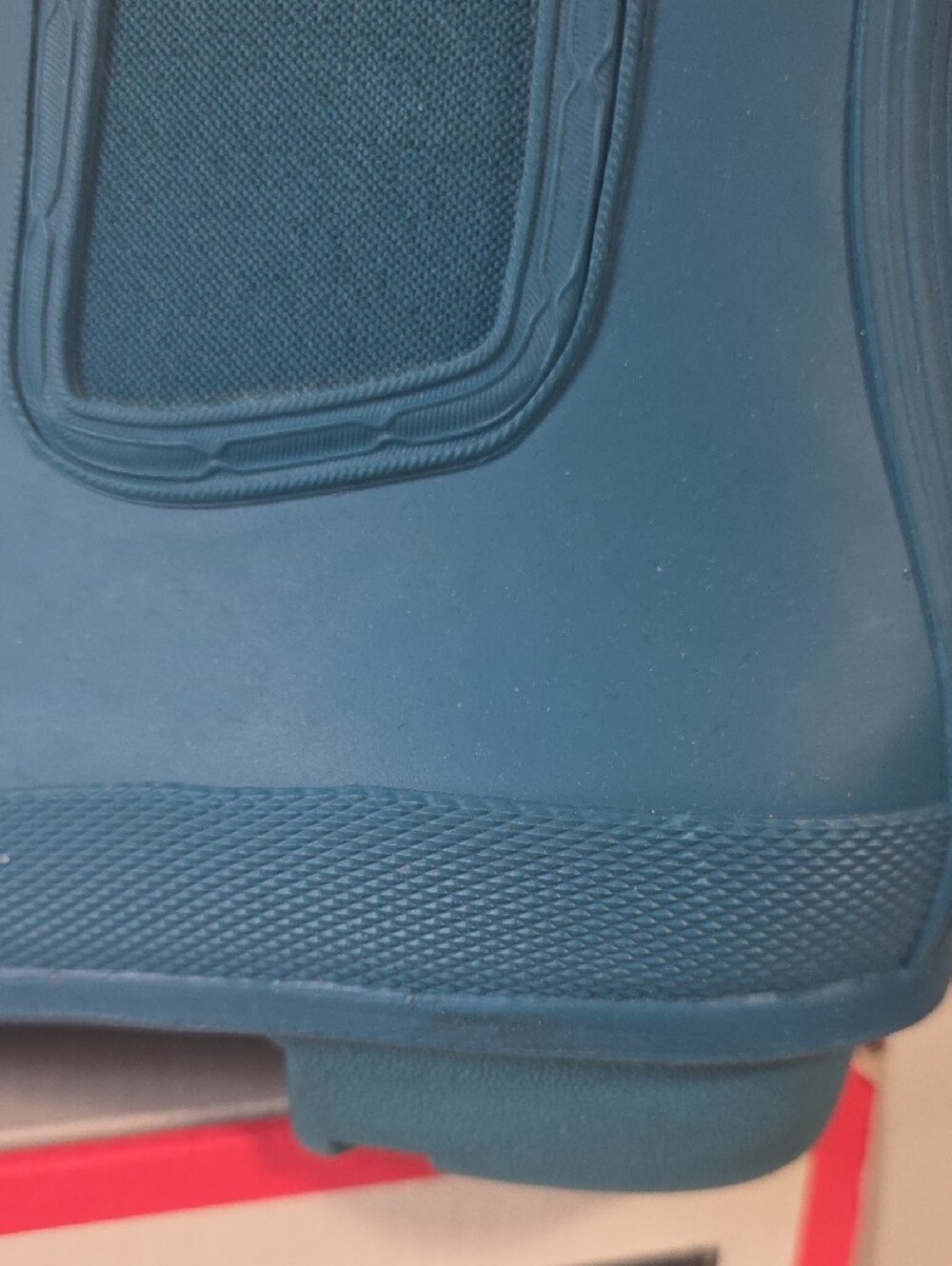 Hunter Womens Teal Chelsea Rain Boots with Red Pull Tabs - Picture 9 of 10